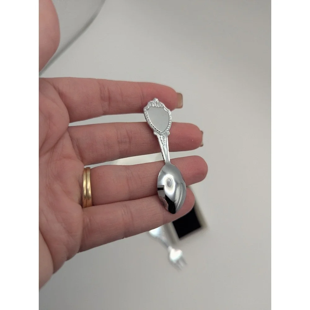 Vtg Kentucky Horse‎ Racing Souvenir Miniature Spoon Fork Set Silver Tone 2.5